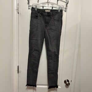 Madewell 9 Inch High Rise Skinny Jeans Raw Edge Hem‎ Charcoal Black Stretch 27